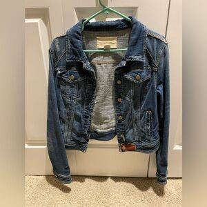 Pilcro by Anthropologie Jean Jacket with leather accents. Size M. EUC.